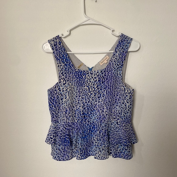 Rebecca Taylor 100% Silk Peplum Sleeveless Blue Square Neck Top 💙 - Picture 3 of 9